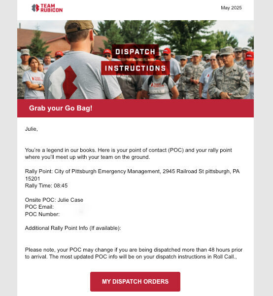 Team Rubicon deployment process dispatch orders
